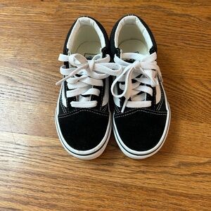 Vans Black and White Canvas Sneakers with Rubber Soles